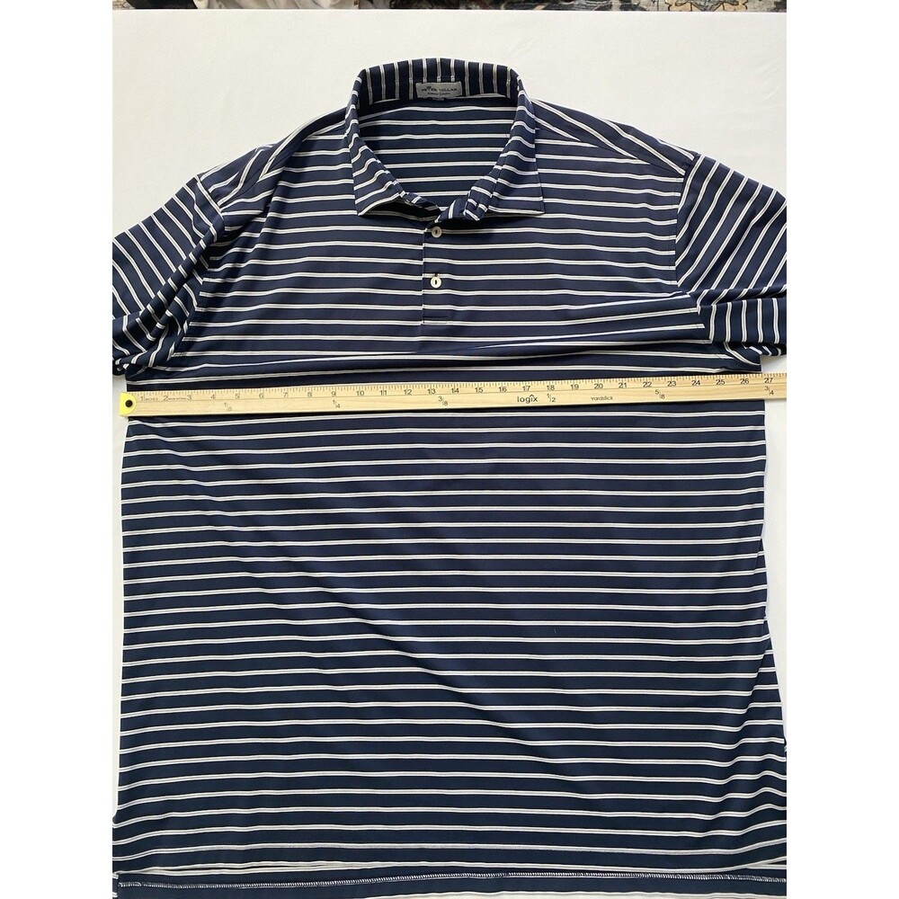 Peter Millar Summer Comfort Polo XL Navy Striped Maker's Mark Star Hill Farm SIV - Picture 6 of 7